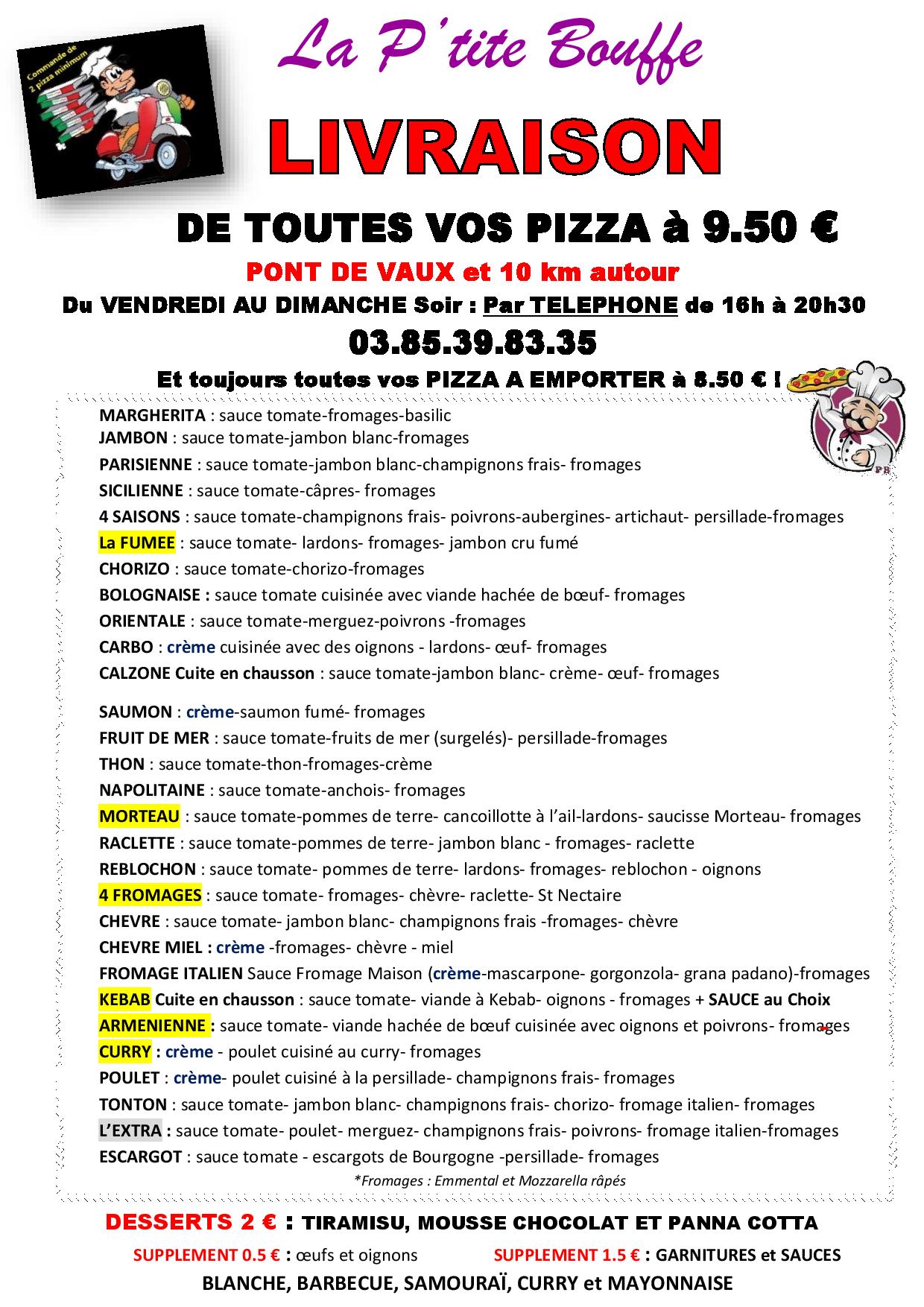 Pizza La P'tite Bouffe Pont de Vaux